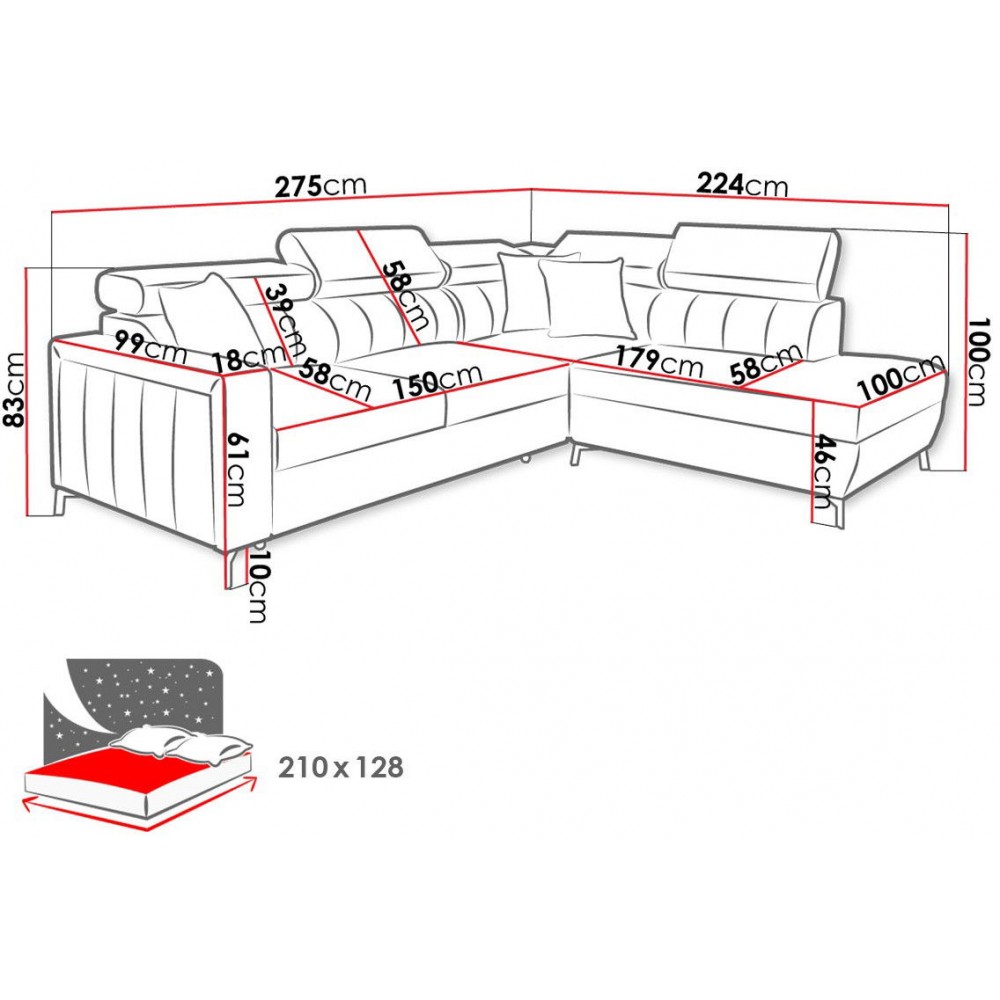 Γωνιακός καναπές Baltico III Maxi-Αριστερή-Roz