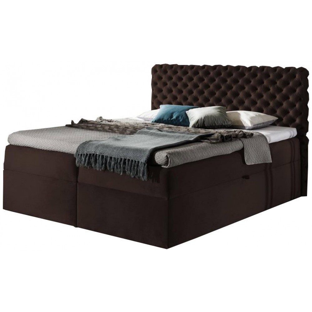 Επενδυμένο κρεβάτι Chesterfield-Kafe-180 x 200 184x211x123