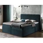 Επενδυμένο κρεβάτι Chesterfield-Petrol-180 x 200 184x211x123