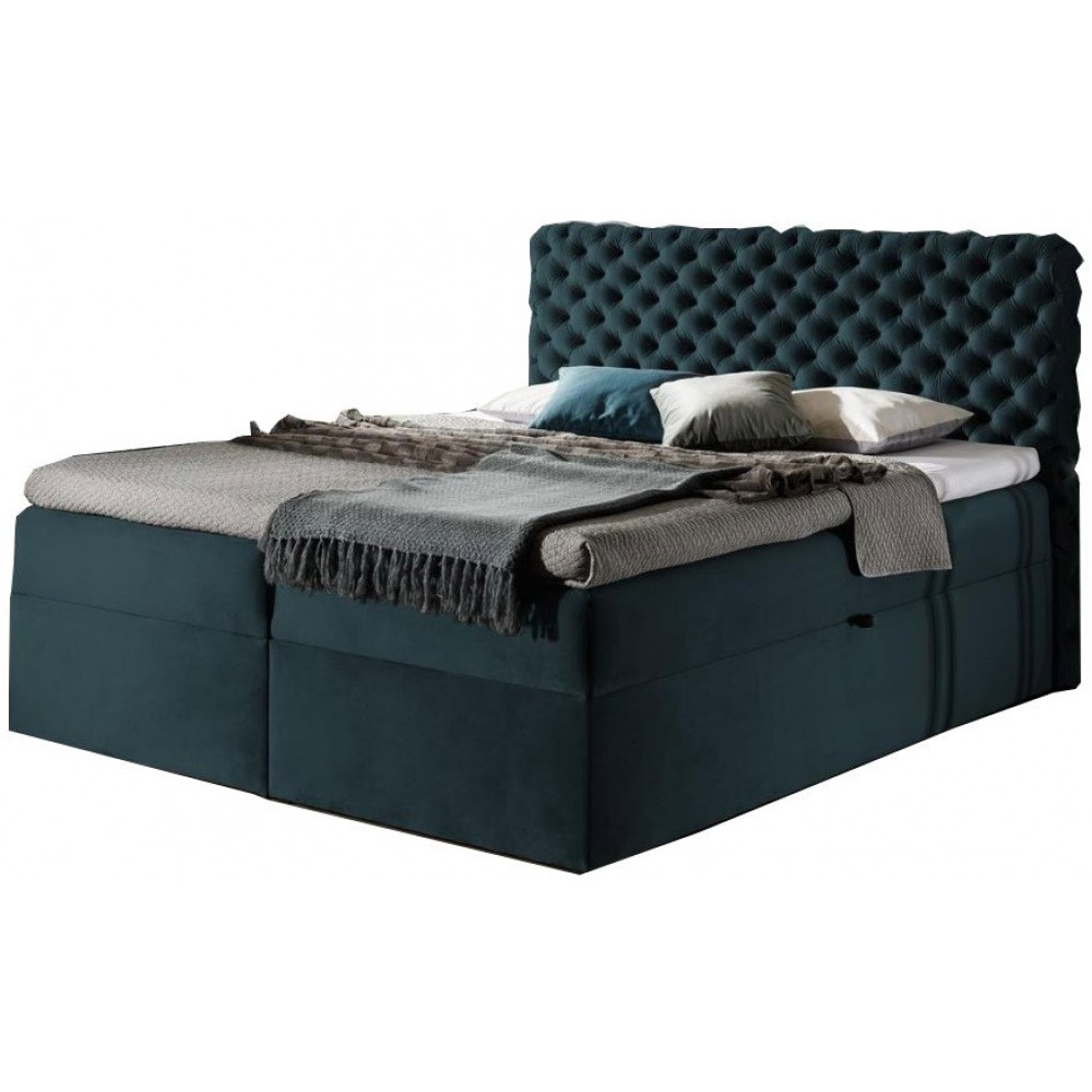 Επενδυμένο κρεβάτι Chesterfield-Petrol-180 x 200 184x211x123