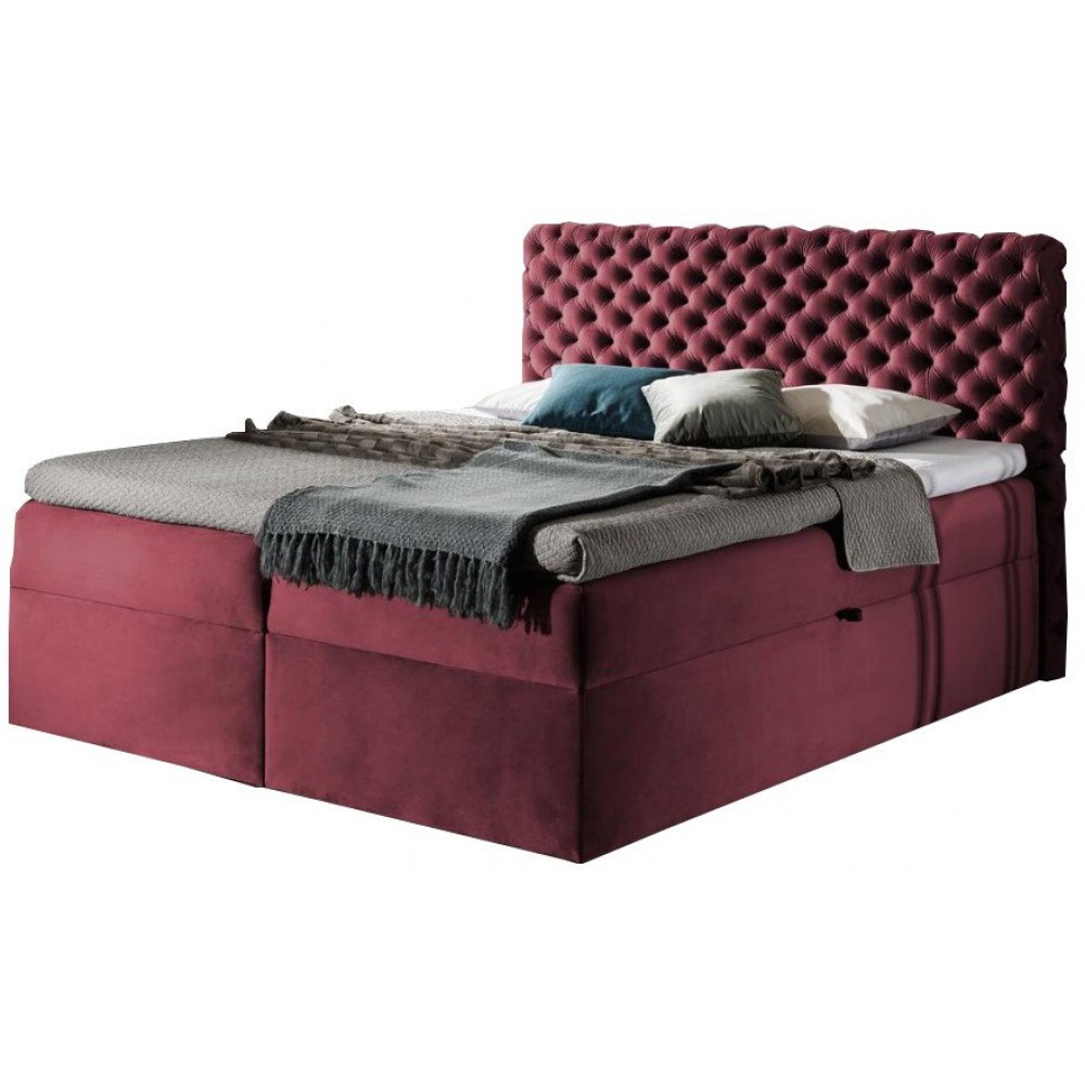 Επενδυμένο κρεβάτι Chesterfield-Kokkino-180 x 200 184x211x123