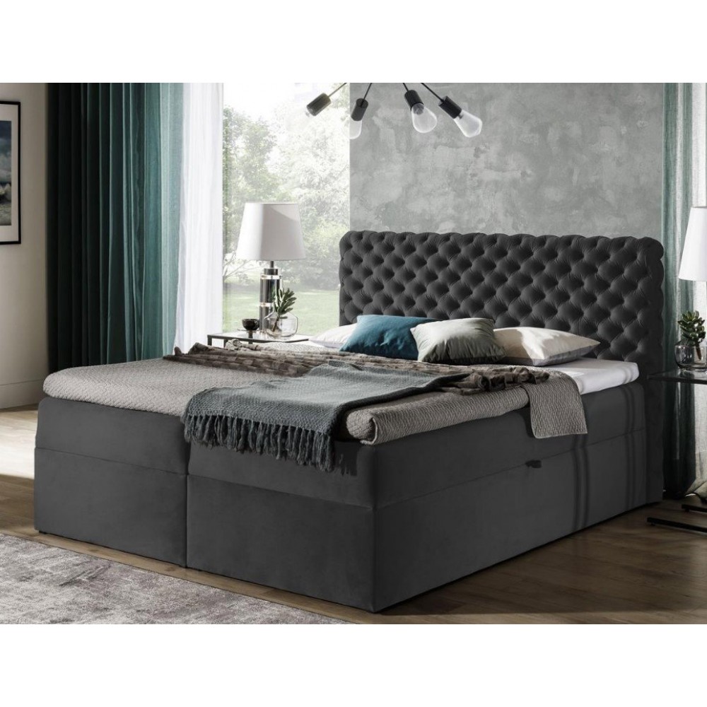 Επενδυμένο κρεβάτι Chesterfield-Gkri-180 x 200 184x211x123