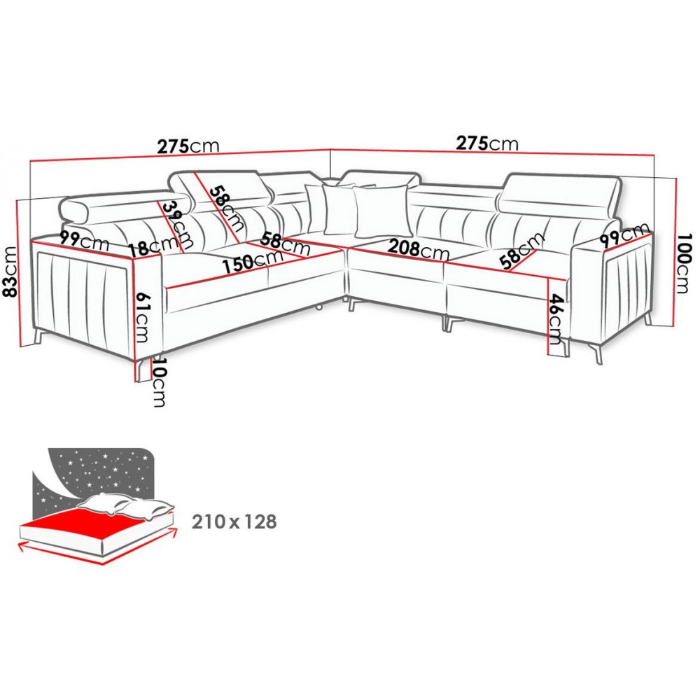 Γωνιακός καναπές Baltico IV-Δεξιά-Mple