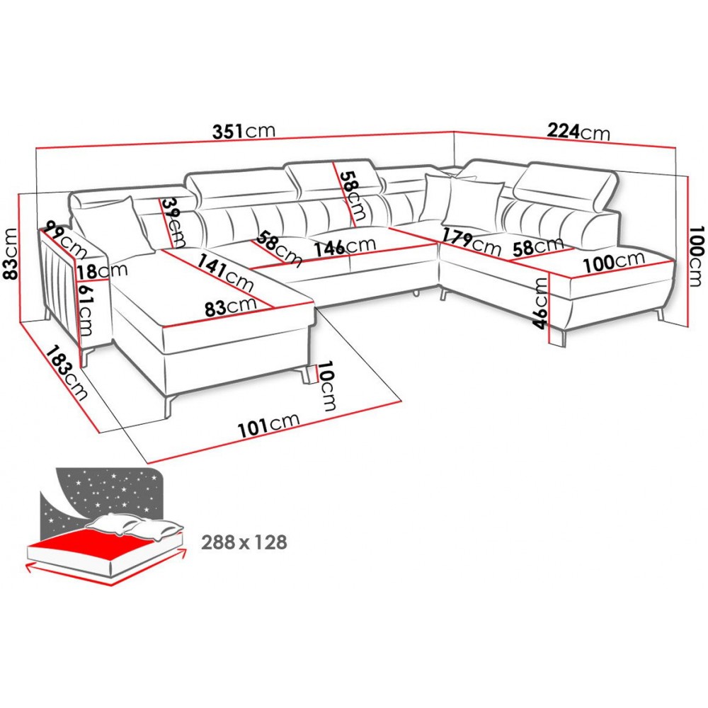 Γωνιακός καναπές Baltico VI 351x224x100