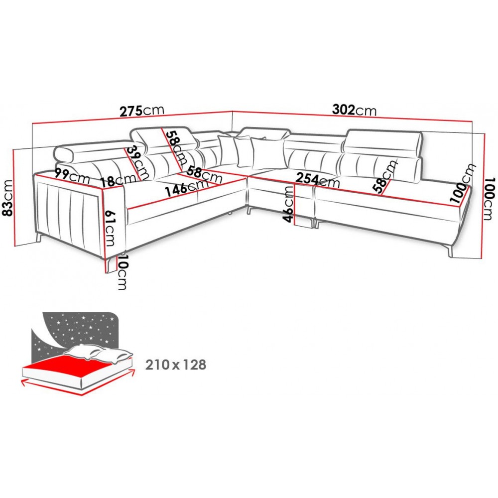 Γωνιακός καναπές Baltico VIII-Δεξιά-Roz