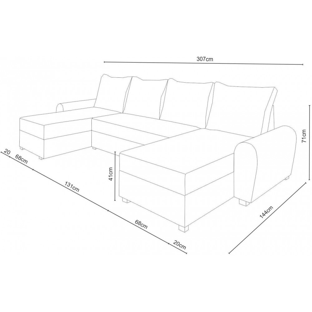 Γωνιακός καναπές Doha U-Gkri - Leuko