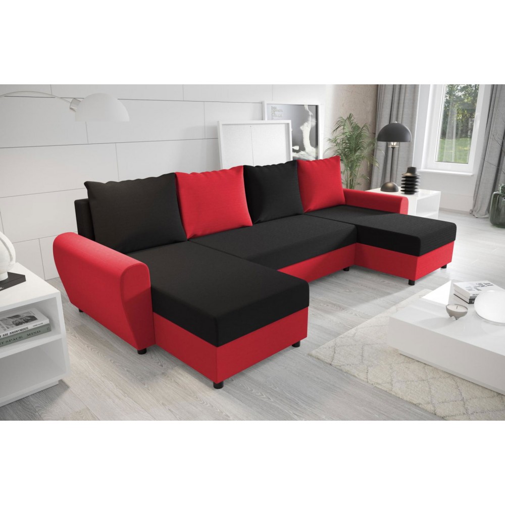 Γωνιακός καναπές Figar U-Mauro-kokkino