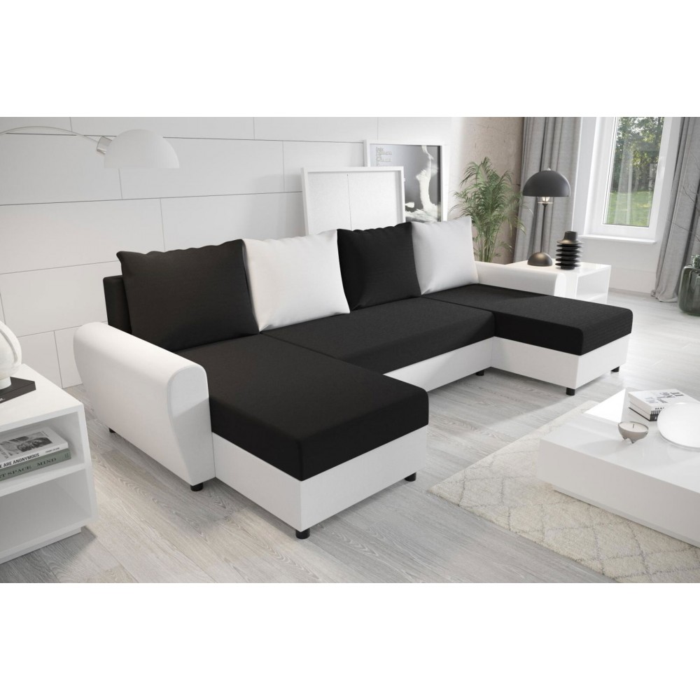 Γωνιακός καναπές Figar U-Mavro-Lefko