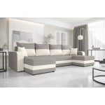 Γωνιακός καναπές Dennis U-Gkri anoixto - leuko