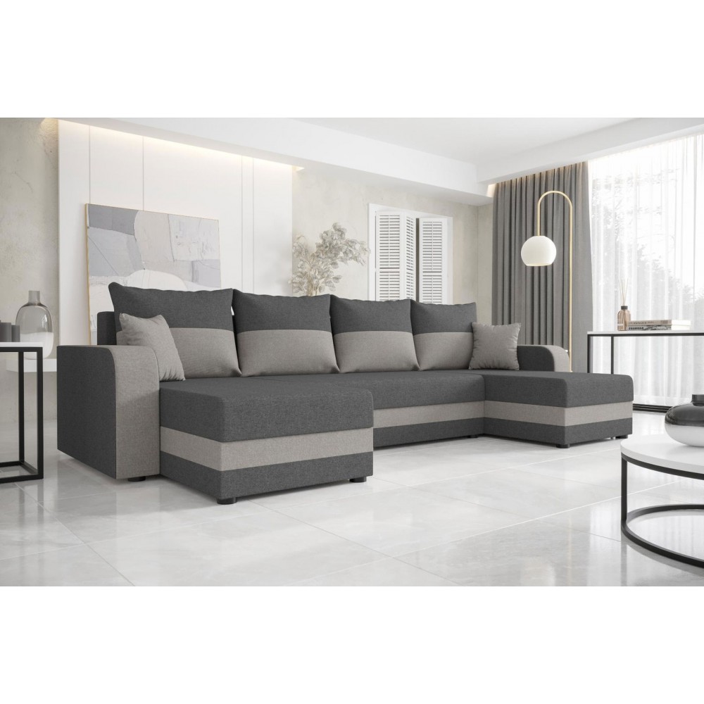 Γωνιακός καναπές Dennis U-Gkri skouro - Gkri anoixto