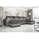 Γωνιακός καναπές Dennis U-Gkri skouro - Gkri anoixto