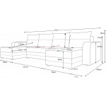 Γωνιακός καναπές Dennis U-Gkri skouro - Mavro