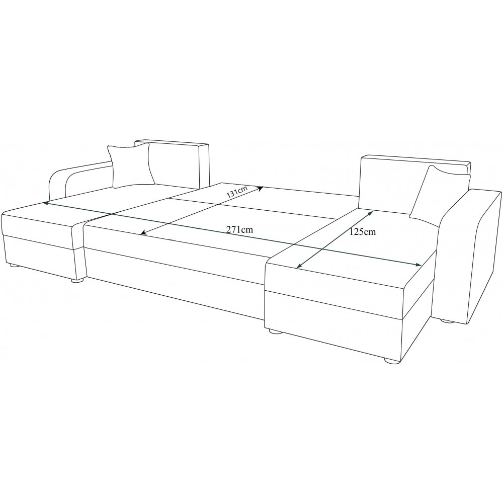 Γωνιακός καναπές Dennis U-Gkri skouro - Mavro