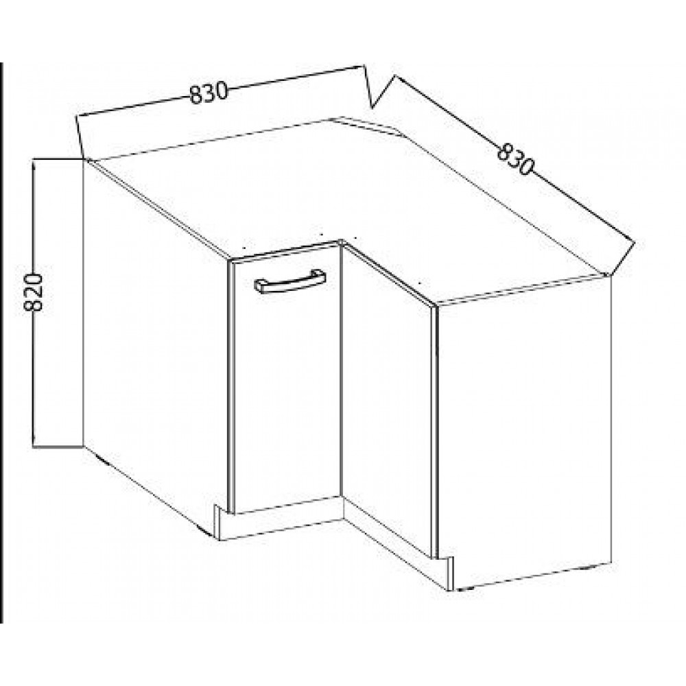 Επιδαπέδιο γωνιακό ντουλάπι Beaux 89x89 DN BB