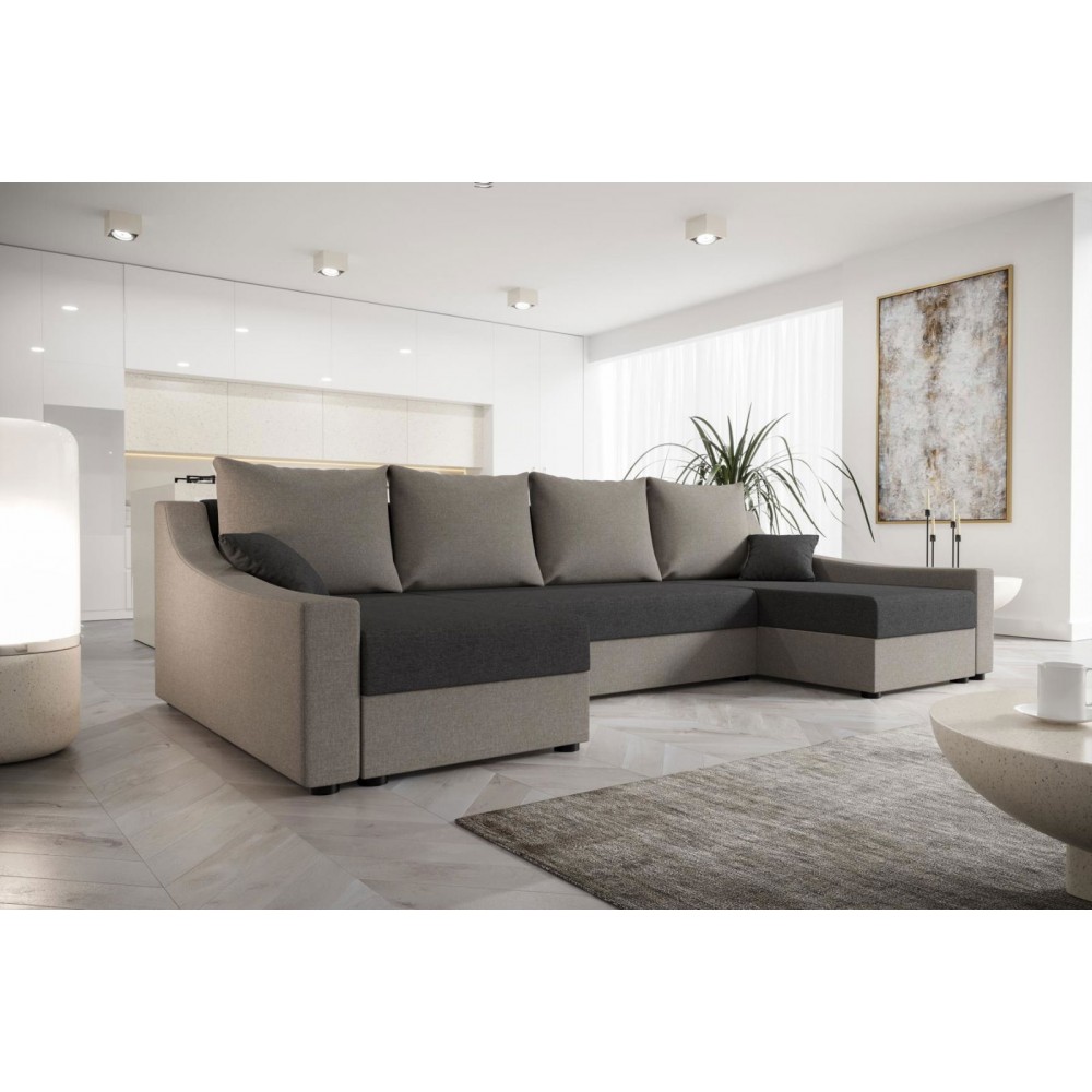 Γωνιακός καναπές Brook U-Gkri anoixto - Gkri skouro