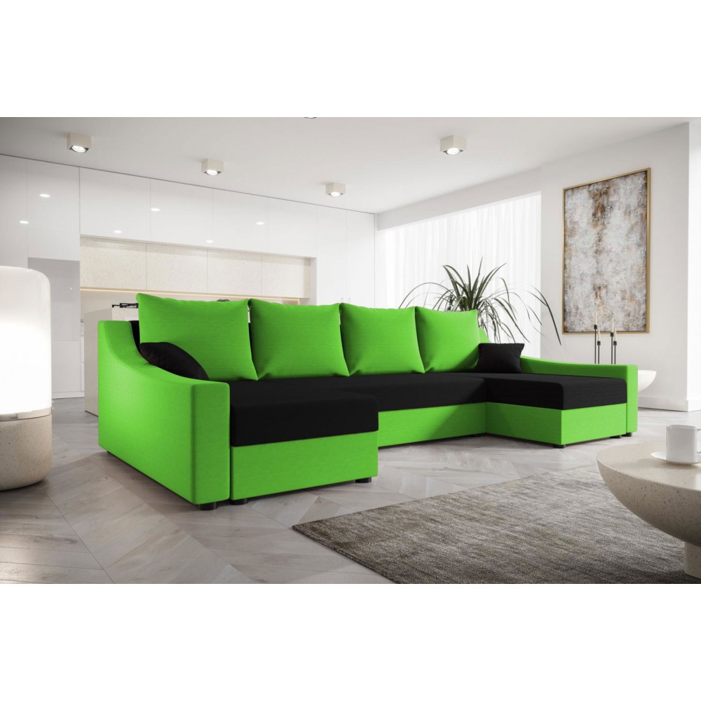 Γωνιακός καναπές Brook U-Prasino-Mauro