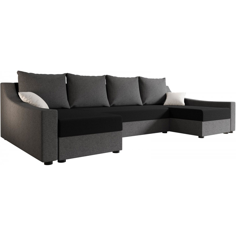 Γωνιακός καναπές Brook U-Gkri skouro - Mavro