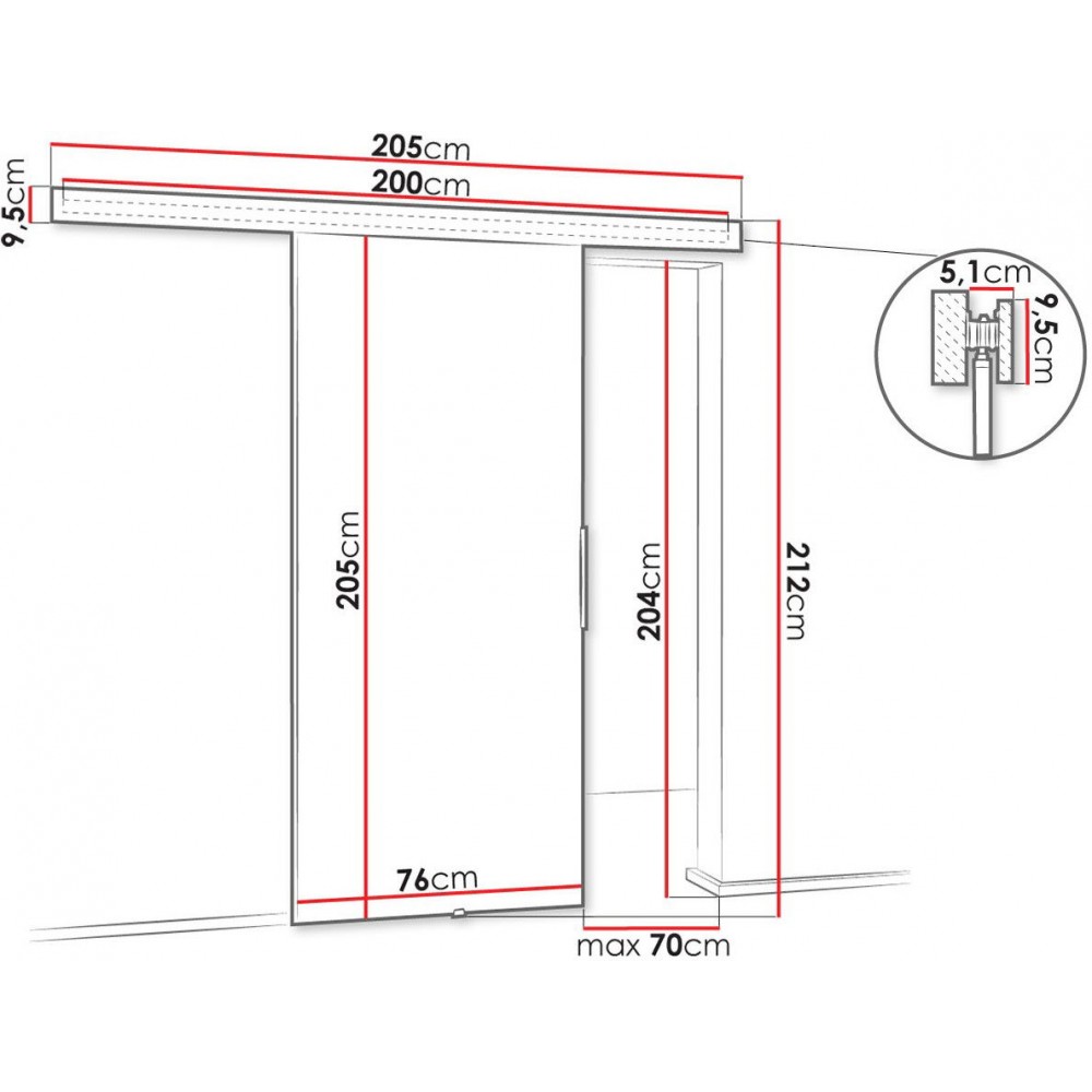 Συρόμενη πόρτα Malibu-Karudi-Μήκος: 76 εκ.