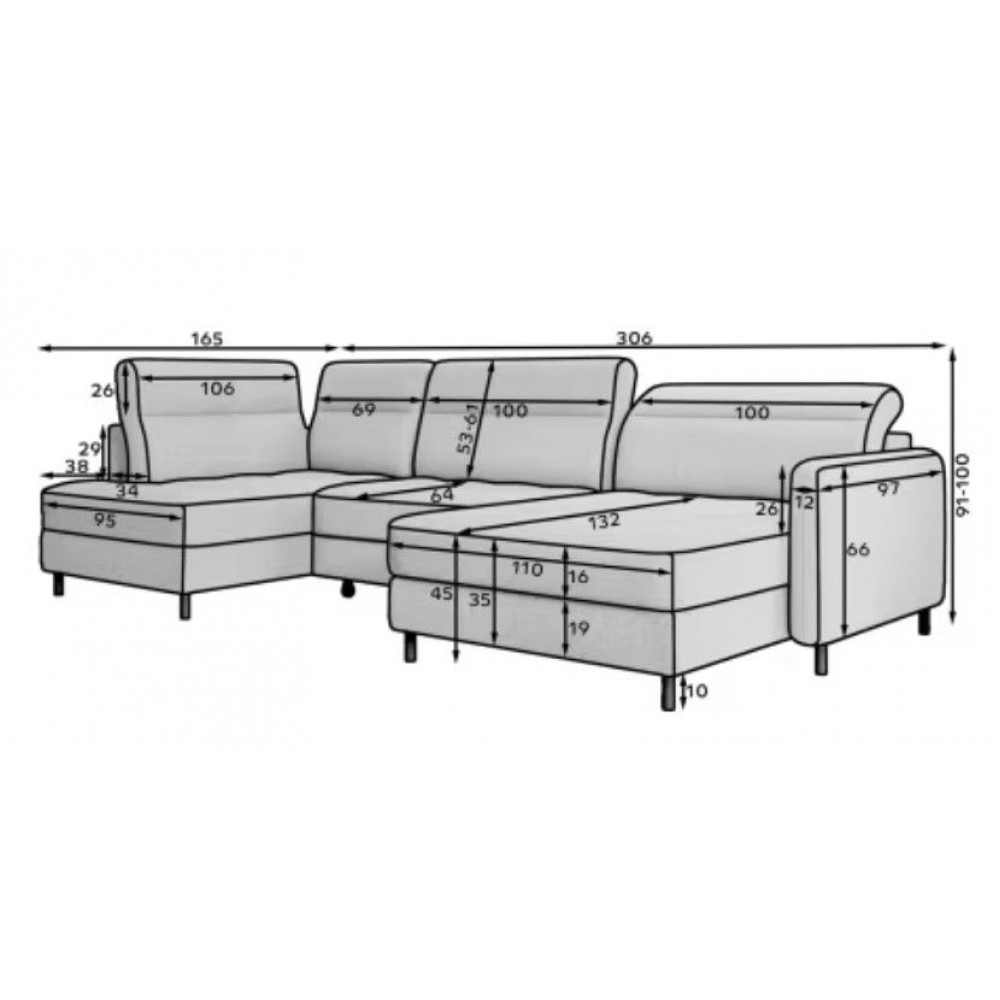 Γωνιακός καναπές Tobe-Gkri Skouro-Αριστερή