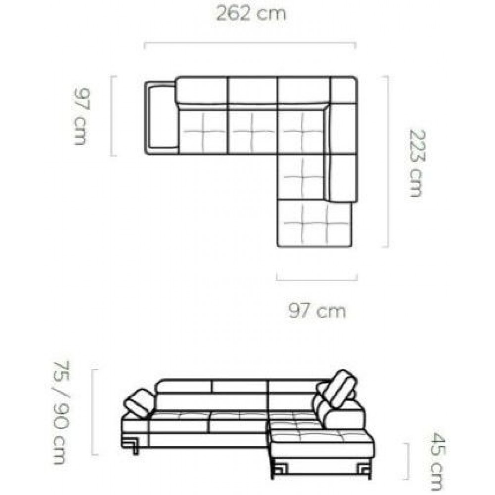 Γωνιακός καναπές Trentino LTHR-Δεξιά