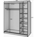 Ντουλάπα συρόμενη Bico III με καθρέπτη