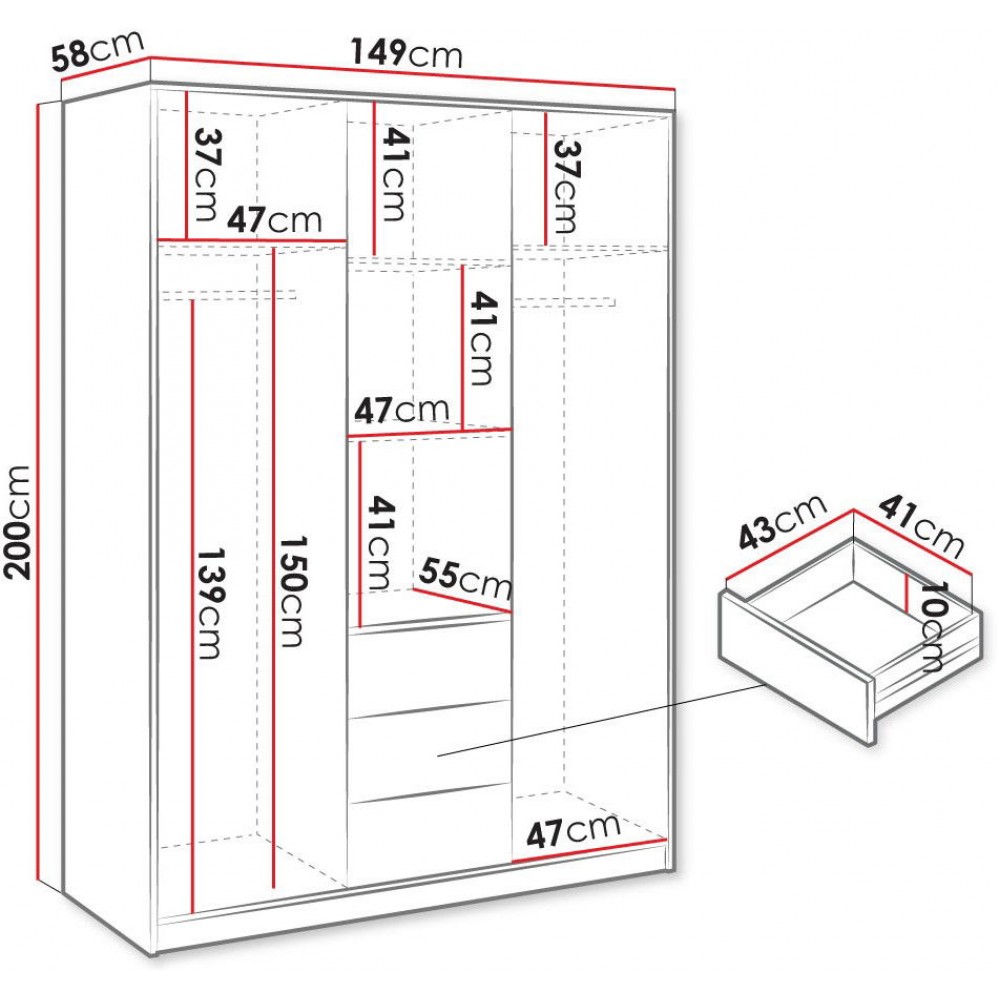 Ντουλάπα Kos 3D Τρίφυλλη