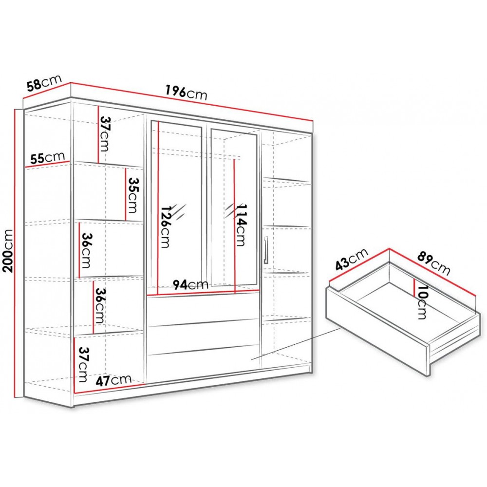 Ντουλάπα Kos 4D Τετράφυλλη