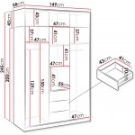 Ντουλάπα Kos 3D Τρίφυλλη με πατάρι