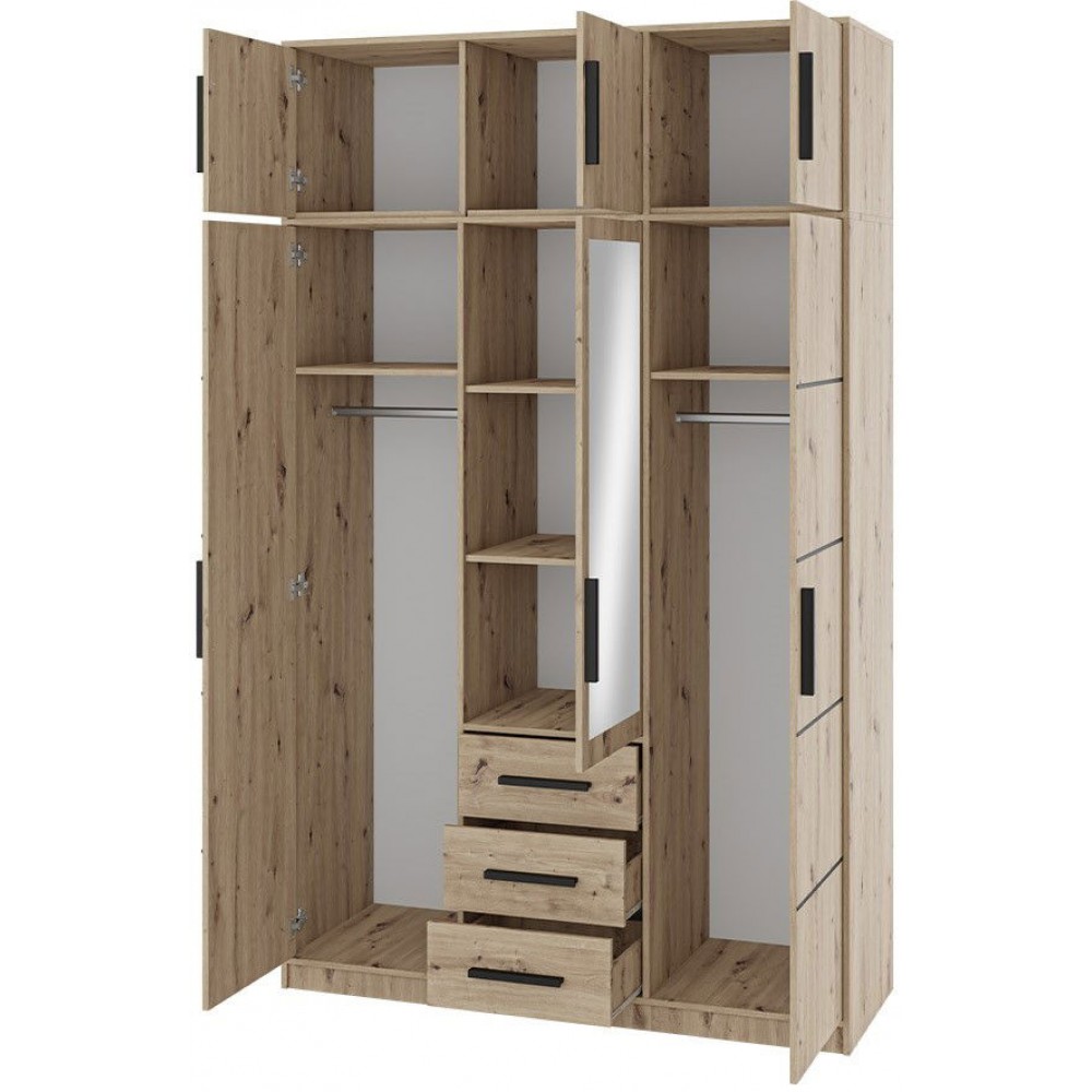 Ντουλάπα Kos 3D Τρίφυλλη με πατάρι