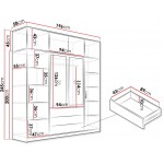 Ντουλάπα Kos 4D Τετράφυλλη με πατάρι