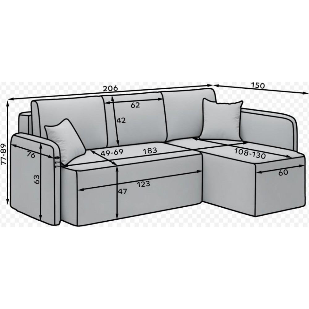 Γωνιακός καναπές Handy-Mple-Αριστερή