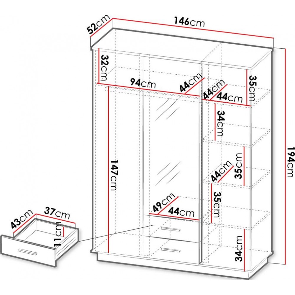Ντουλάπα Lamelo Τρίφυλλη
