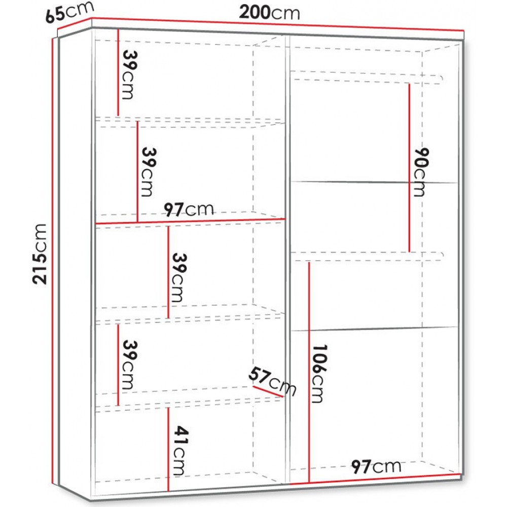 Ντουλάπα Vigo συρόμενη-Μήκος: 200 εκ.
