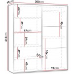 Ντουλάπα Vigo συρόμενη-Μήκος: 200 εκ.