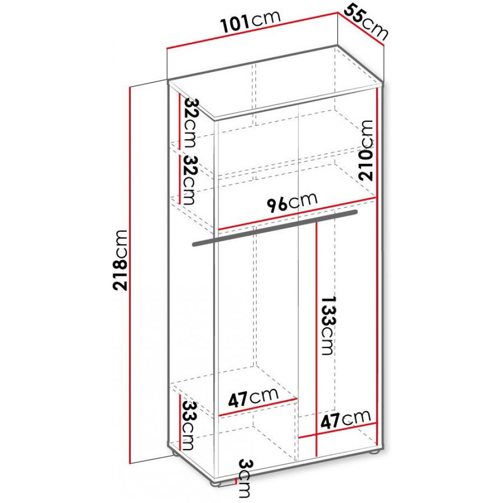Ντουλάπα Teen Flex Δίφυλλη