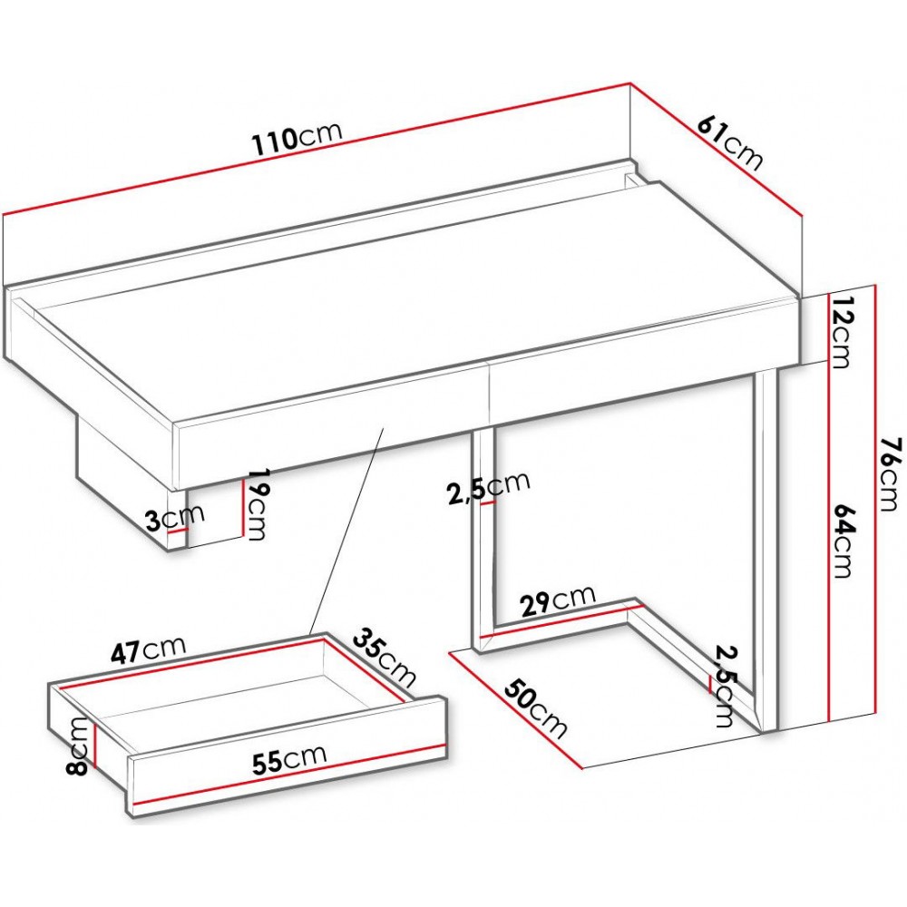 Γραφείο Teen Flex I -Μήκος: 110 εκ.