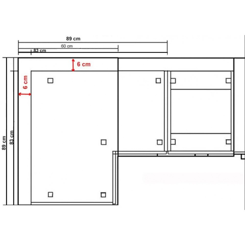 Επιδαπέδιο ντουλάπι γωνιακό Modernus 90x90 DN 2F BB