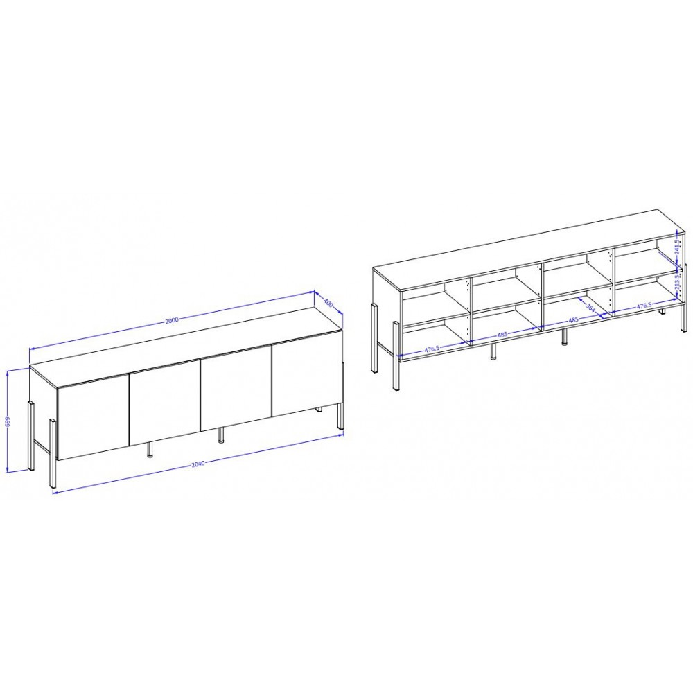 Έπιπλο τηλεόρασης Plum-Mpez 204x40x70