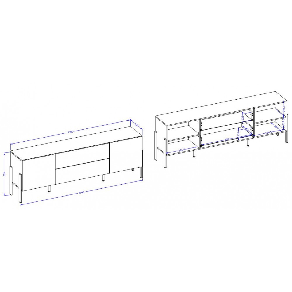 Έπιπλο τηλεόρασης Plum 2D2D-Mpez 204x40x70