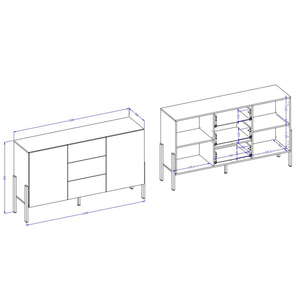 Μπουφές Plum 2D3D mini-Leuko 154x40x90