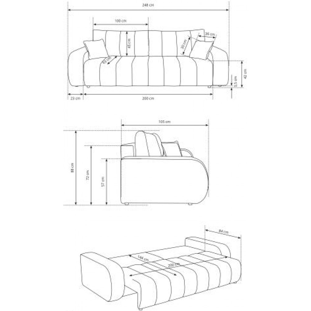 Καναπές - κρεβάτι Laboni τριθέσιος