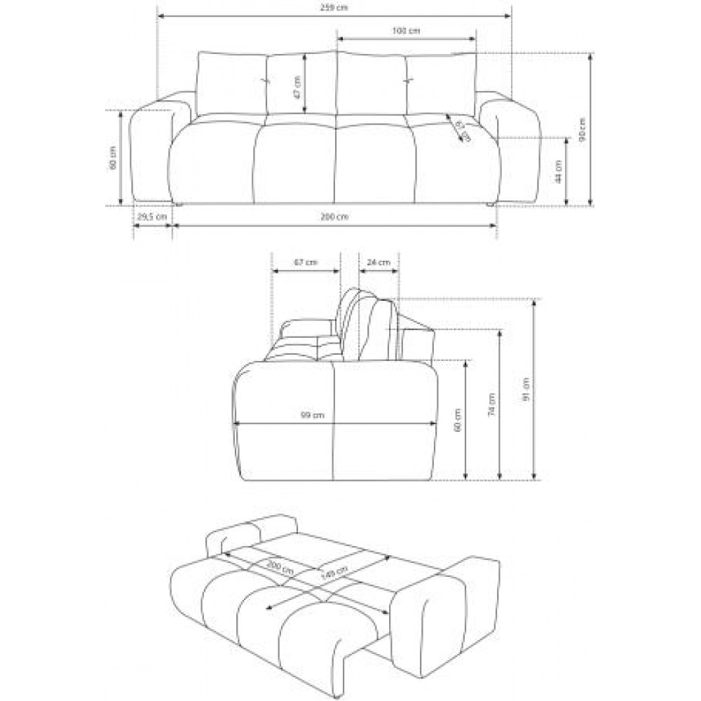 Καναπές - κρεβάτι Sonia τριθέσιος