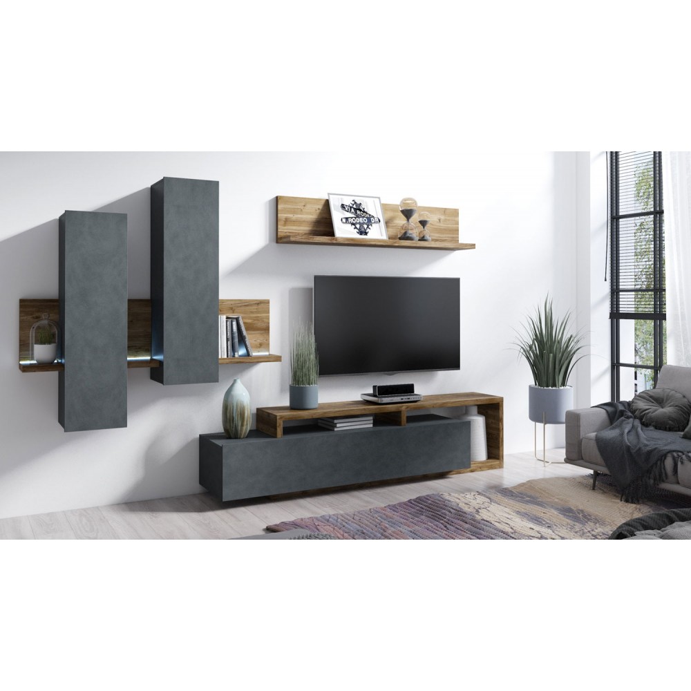 Σύνθεση σαλονιού Bron- Φυσικό σκούρο-Ανθρακί