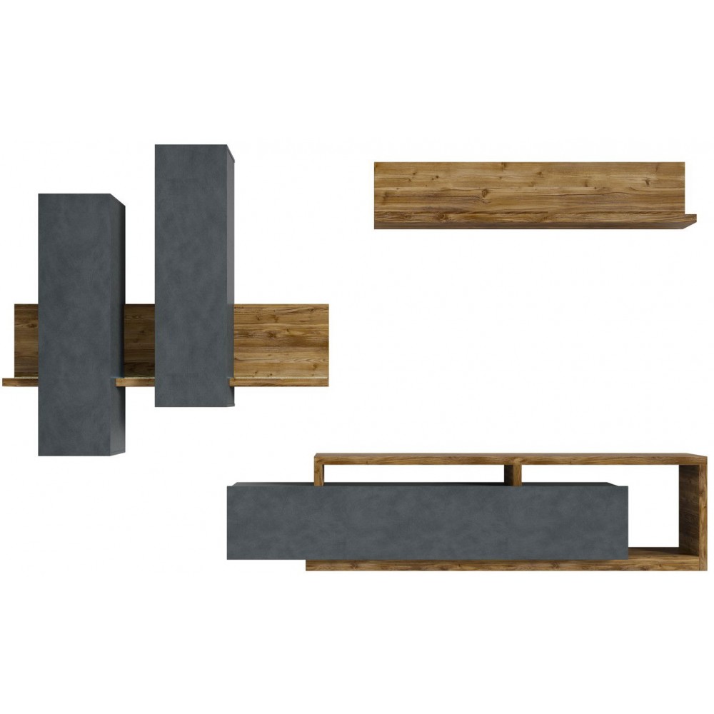 Σύνθεση σαλονιού Bron- Φυσικό σκούρο-Ανθρακί