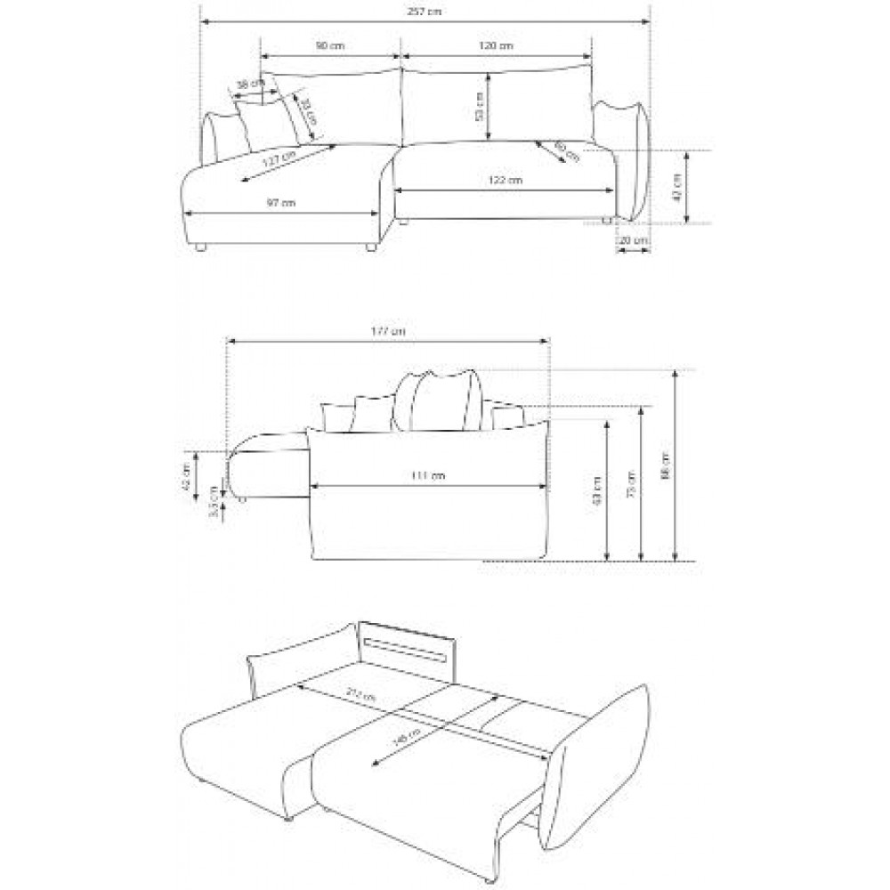 Γωνιακός καναπές Alino-Kafe Anoixto