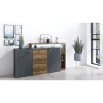 Μπουφές Bron Plus-Φυσικό σκούρο-Ανθρακί