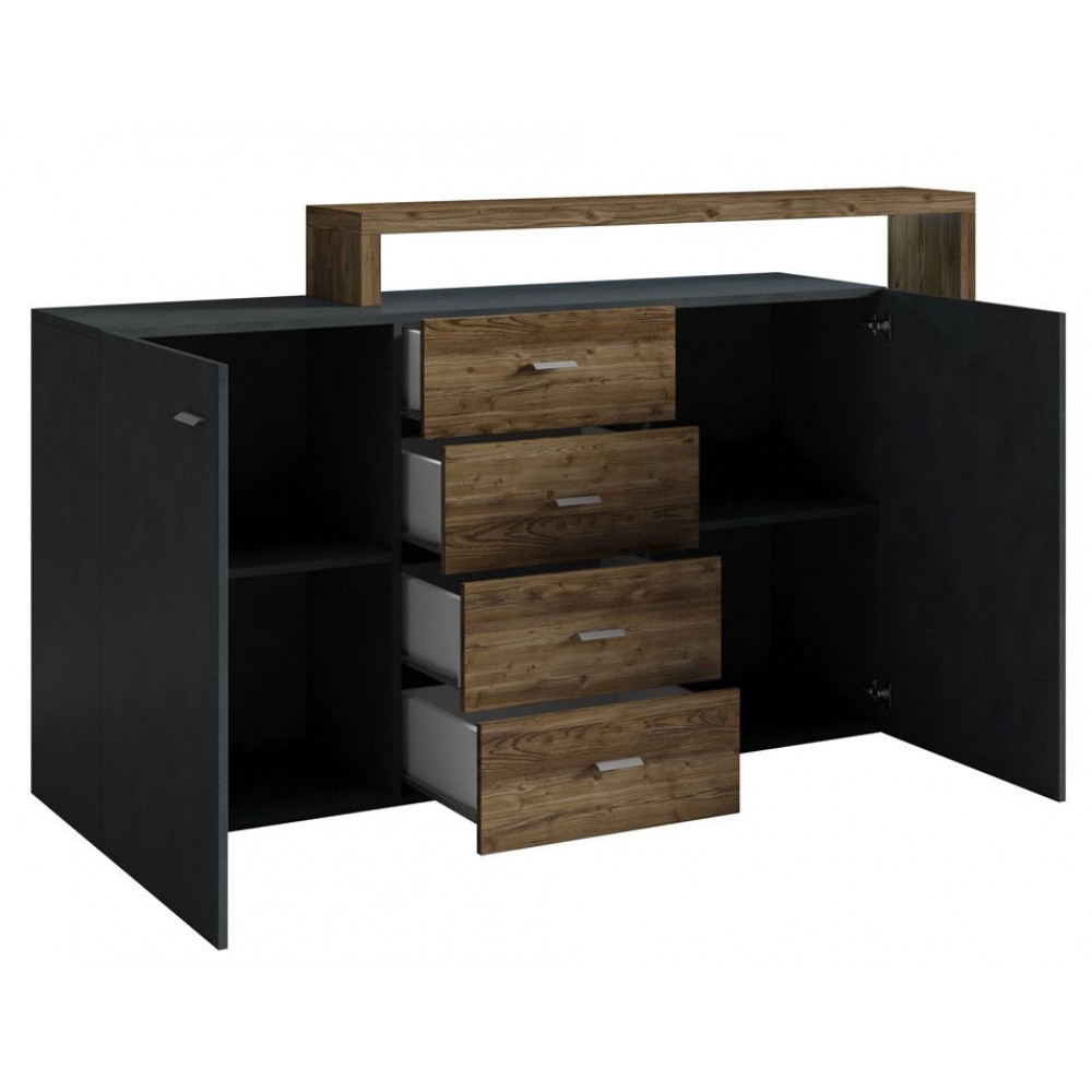 Μπουφές Bron Plus-Φυσικό σκούρο-Ανθρακί