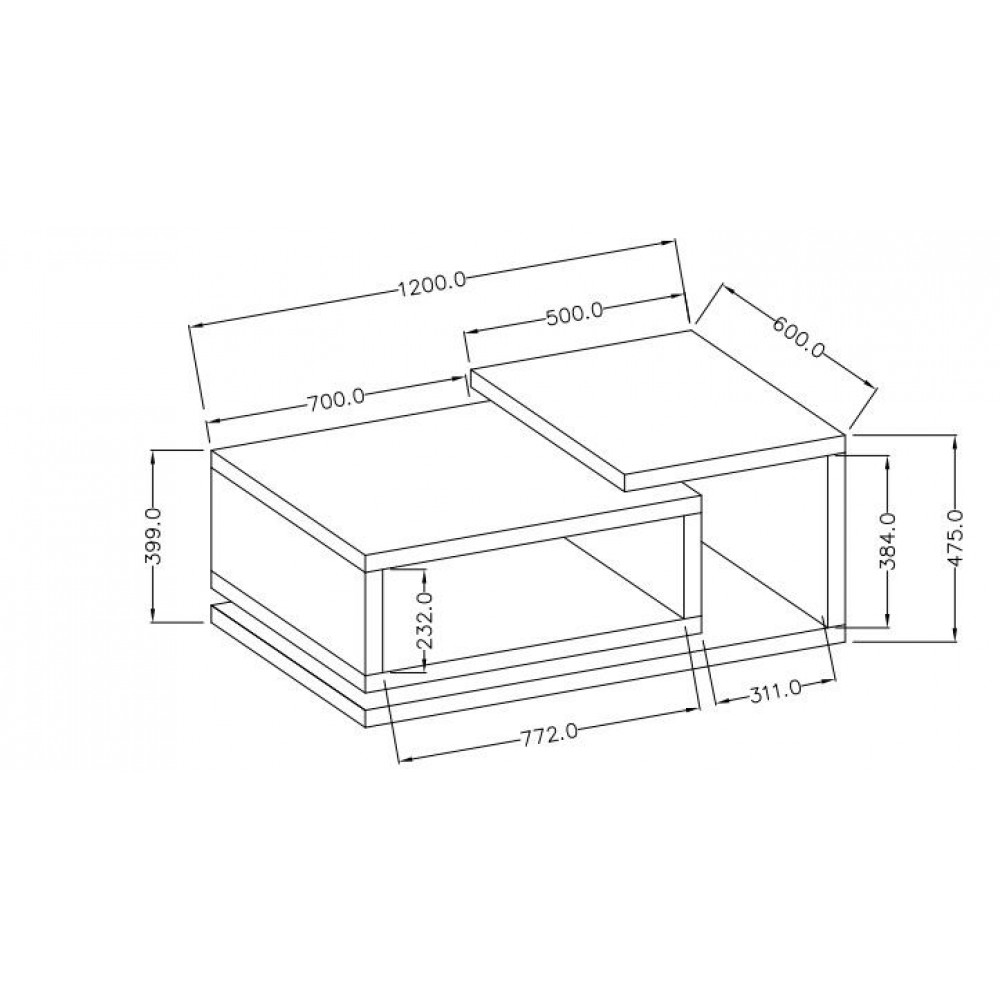 Τραπεζάκι σαλονιού Bron plus-Φυσικό σκούρο-Ανθρακί