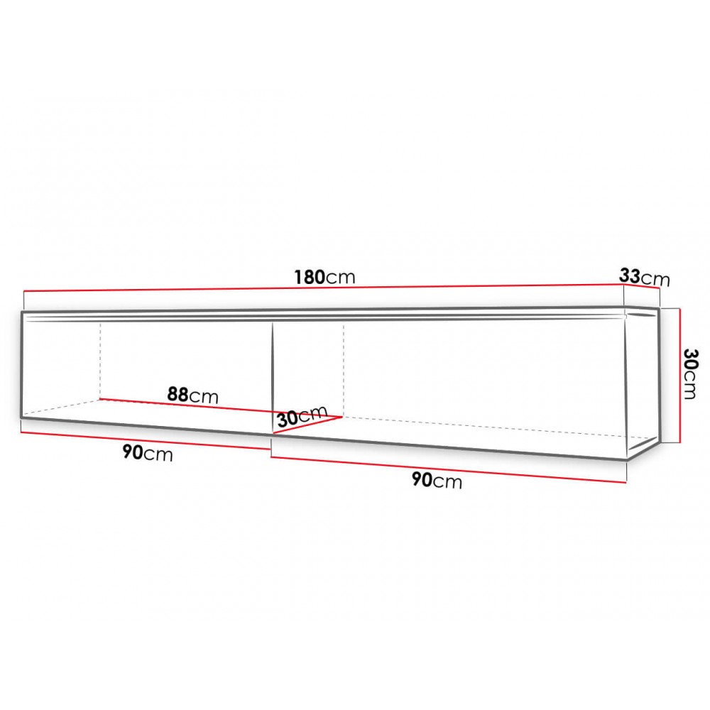 Έπιπλο τηλεόρασης Alone-Leuko-Μήκος: 180 εκ.