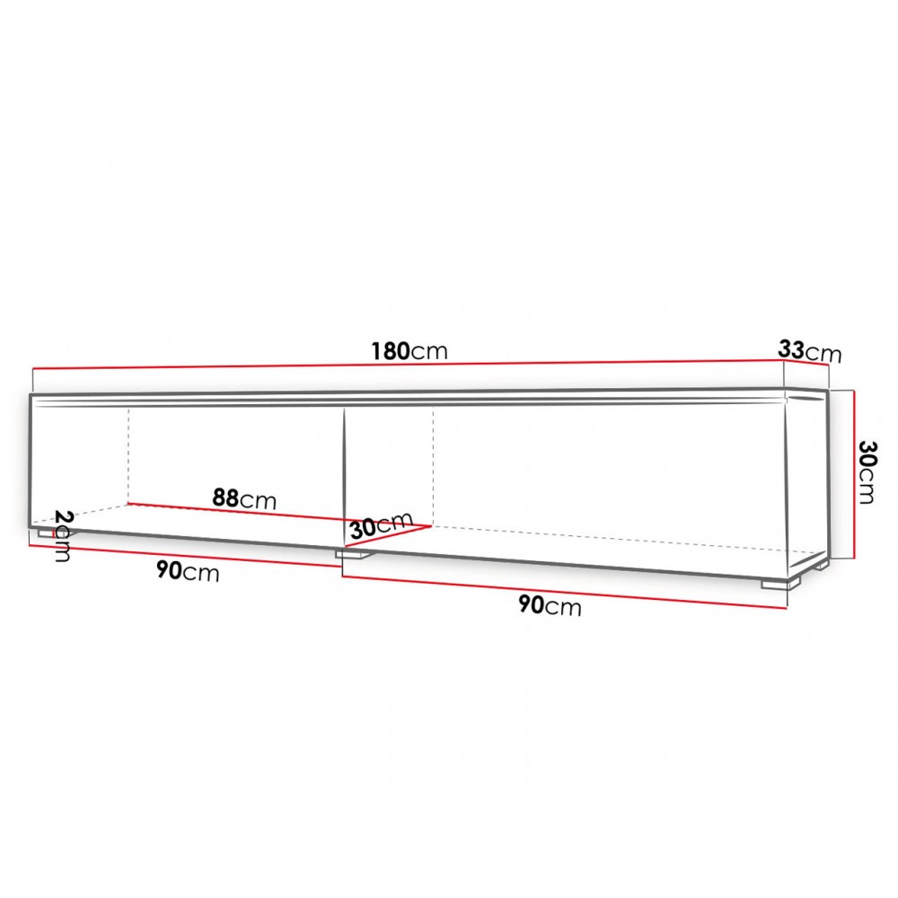 Έπιπλο τηλεόρασης Alone-Leuko-Μήκος: 180 εκ.